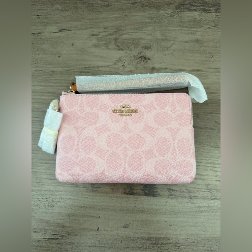 Coach Corner Zip Wristlet In Signature Canvas With Charms - Picture 6 of 7